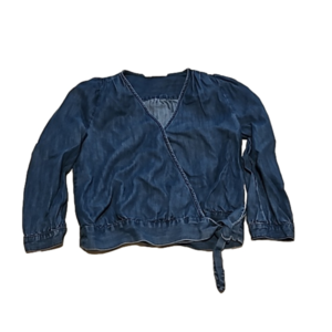 Madewell Wrap Front Tie Waist V Neck Blue Chambray Top Size XXS